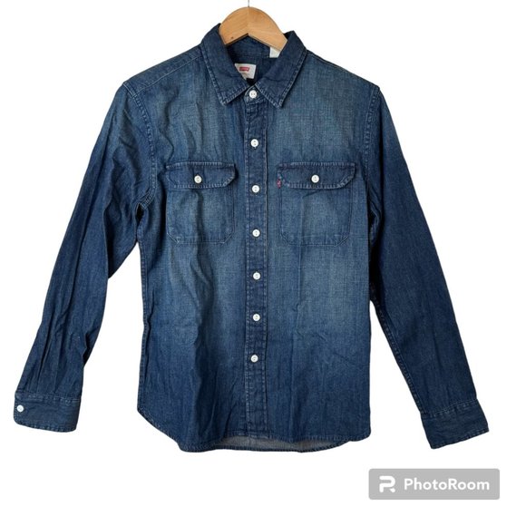 Levi's Other - Levi's Distressed Classic Medium Wash Denim Casual Button Shirt Western Size S